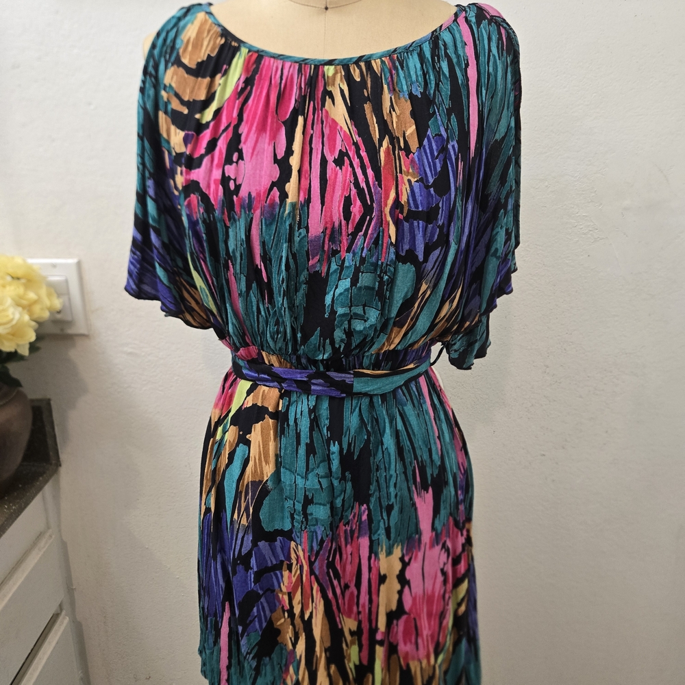 Angie Vibrant Pink and Blue Mini Dress